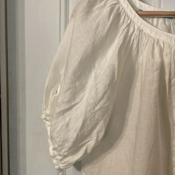 NWOT Sundance Graceful Days White 100% Linen Button Top - Picture 8 of 15